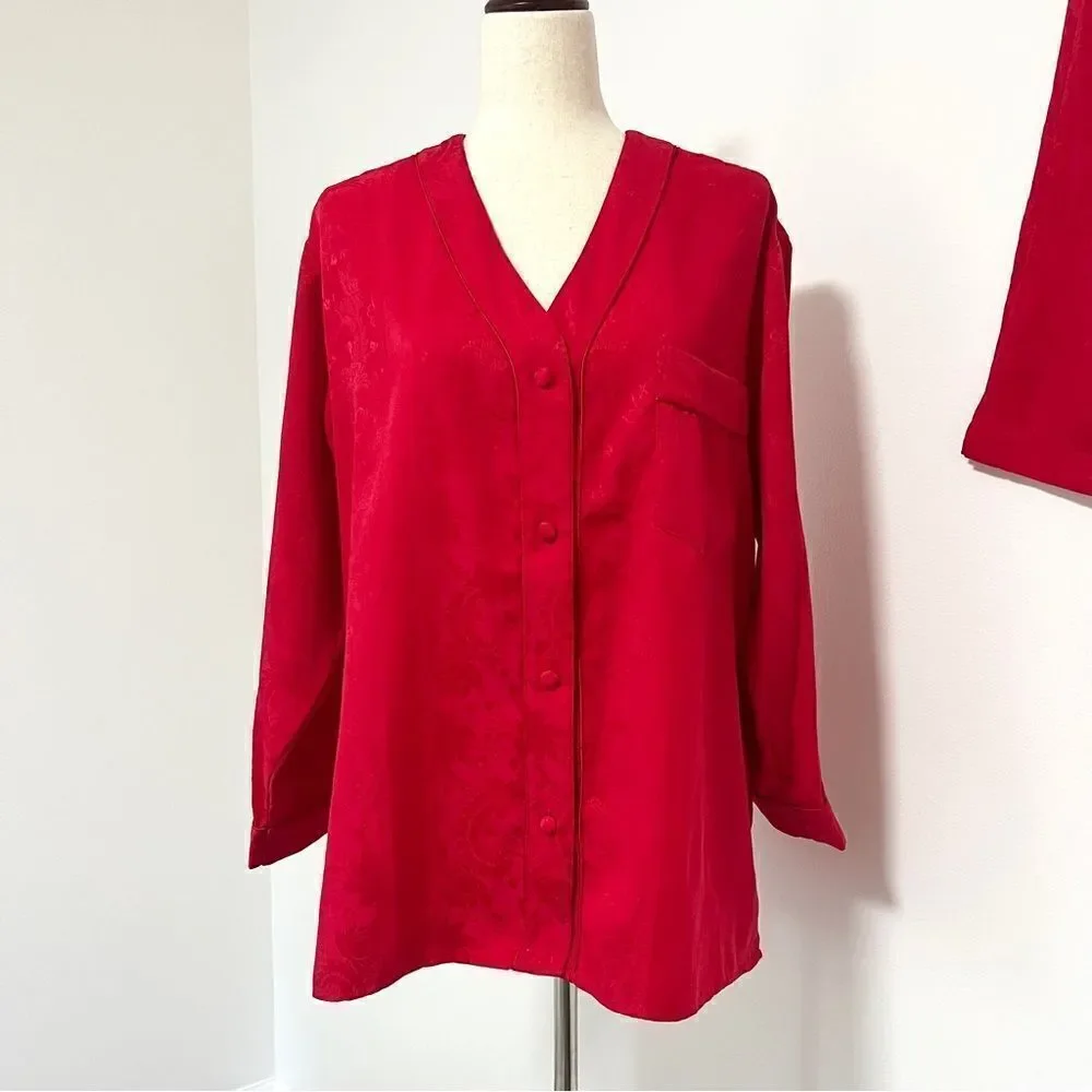 Vintage RARE Gold Label Victoria’s Secret 2 PC Pajama M Christmas Red Shorts